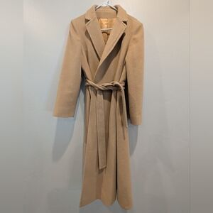 Fleurette Wool Coat Tie Camel/Tan